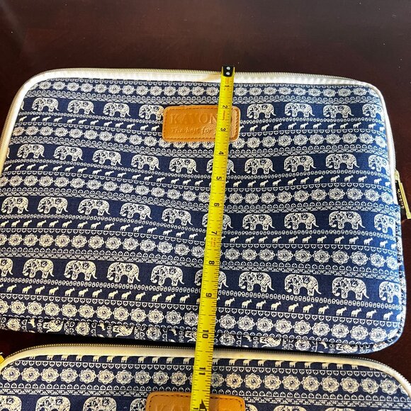 Kayond 3-Piece Canvas Laptop Sleeve Set Elephant Print Padded Protection Zipper - Picture 6 of 11